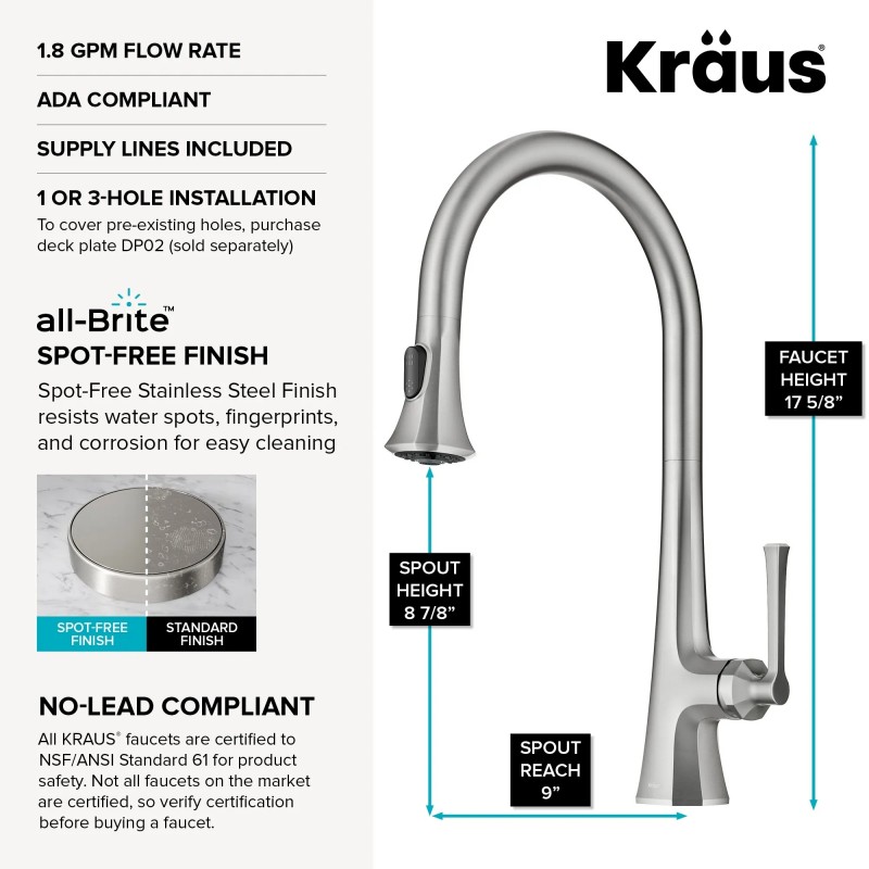 Savan™ 2-Function Single Handle Pull Down Kitchen Faucet in Spot-Free Stainless Steel