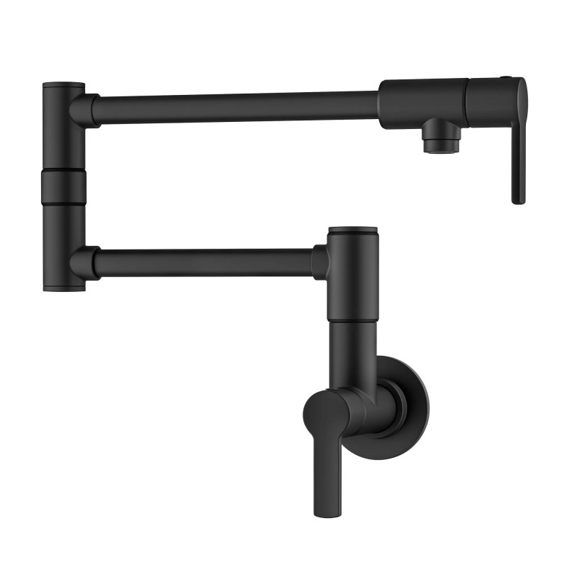 Oletto™ Wall Mount Pot Filler Kitchen Faucet with Retractable Arm in Matte Black