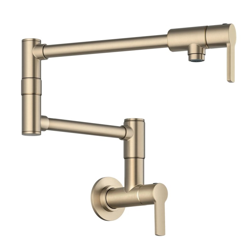 Oletto™ Wall Mount Pot Filler Kitchen Faucet with Retractable Arm in Spot-Free Antique Champagne Bronze