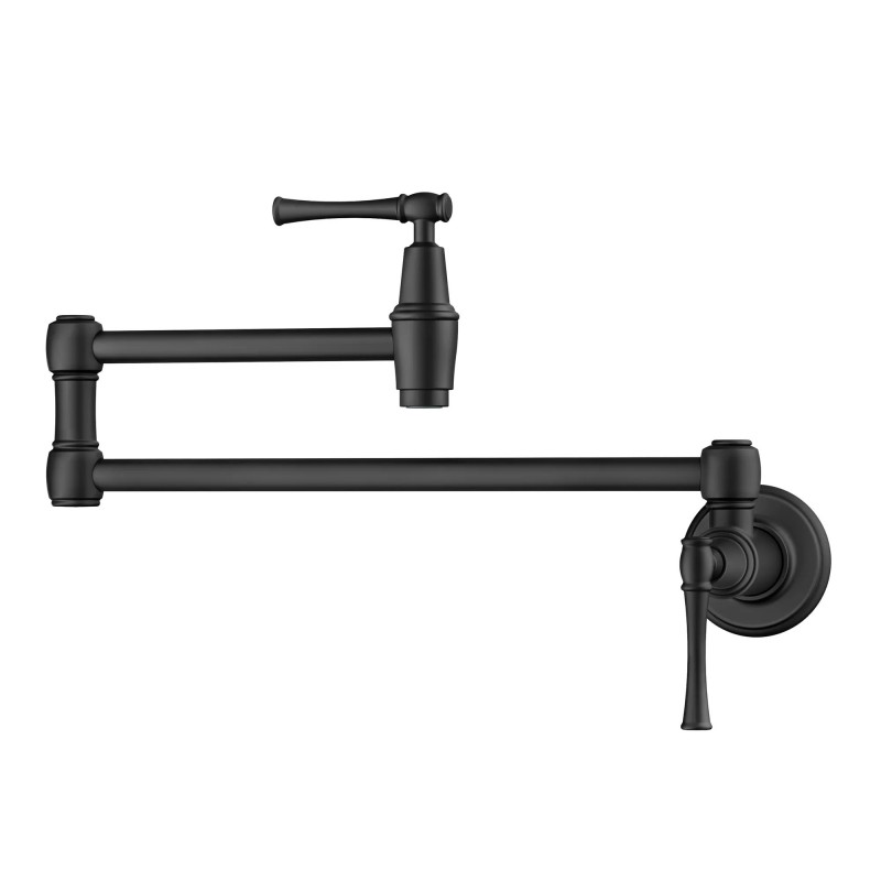 Allyn™ Wall Mount Pot Filler Kitchen Faucet with Retractable Arm in Matte Black