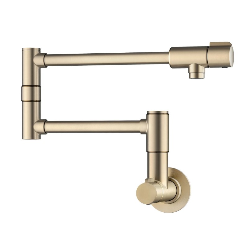 Bolden™ 2 Handle Wall Mount Pot Filler Faucet with Retractable Arm in Spot-Free Antique Champagne Bronze