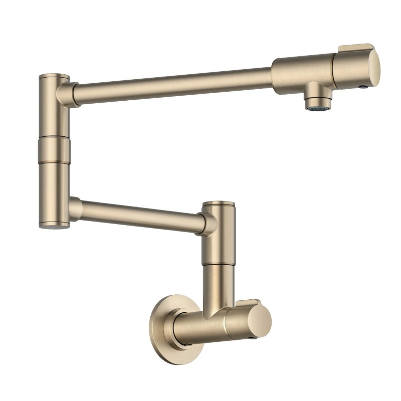Bolden™ 2 Handle Wall Mount Pot Filler Faucet with Retractable Arm in Spot-Free Antique Champagne Bronze