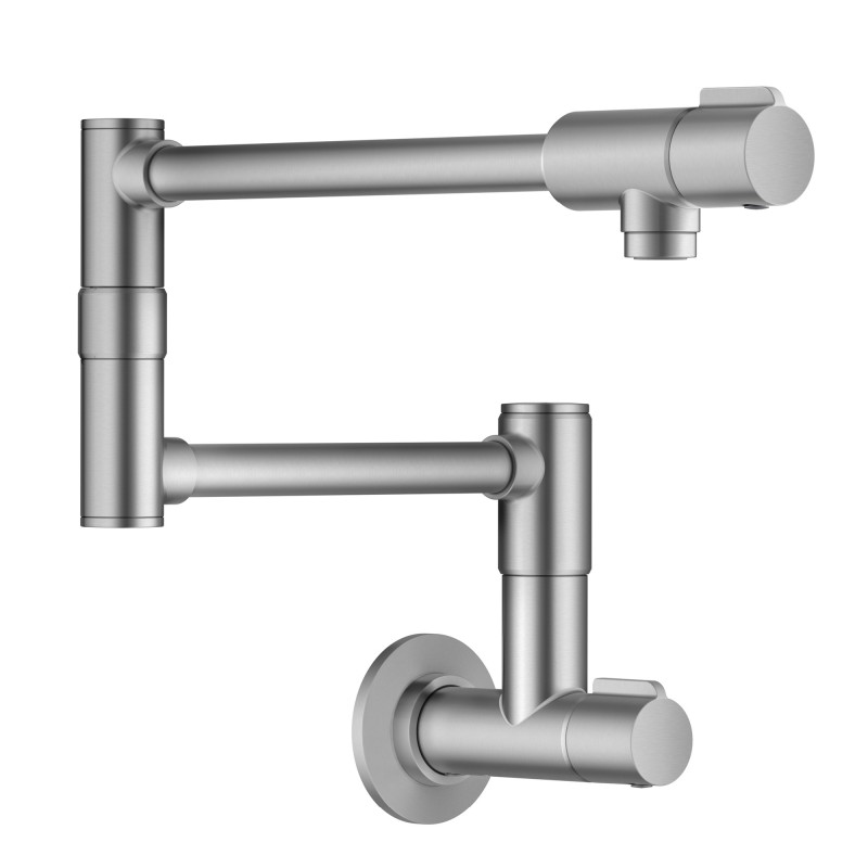 Bolden™ 2 Handle Wall Mount Pot Filler Faucet with Retractable Arm in Spot-Free Stainless Steel
