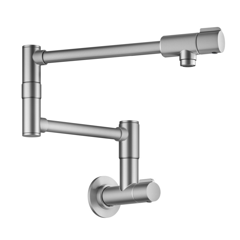 Bolden™ 2 Handle Wall Mount Pot Filler Faucet with Retractable Arm in Spot-Free Stainless Steel