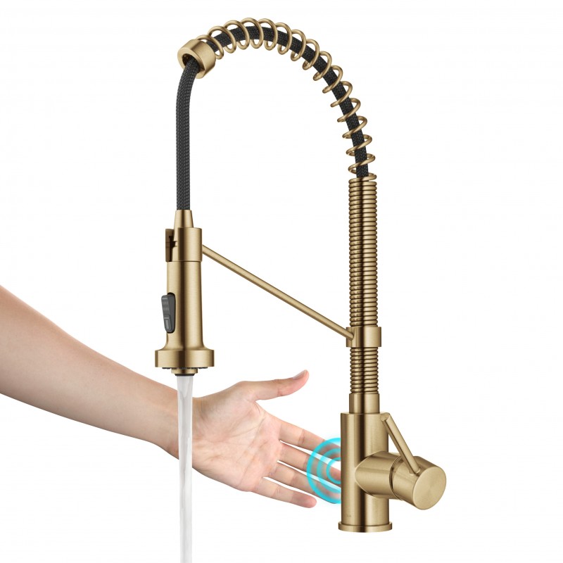 Bolden™ Touchless Sensor Commercial Pull-Down Single Handle 18-Inch Kitchen Faucet in Brushed Brass