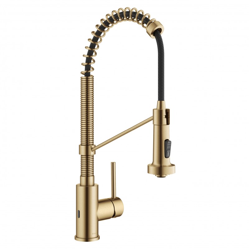 Bolden™ Touchless Sensor Commercial Pull-Down Single Handle 18-Inch Kitchen Faucet in Brushed Brass