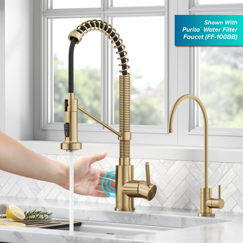 Bolden™ Touchless Sensor Commercial Pull-Down Single Handle 18-Inch Kitchen Faucet in Brushed Brass