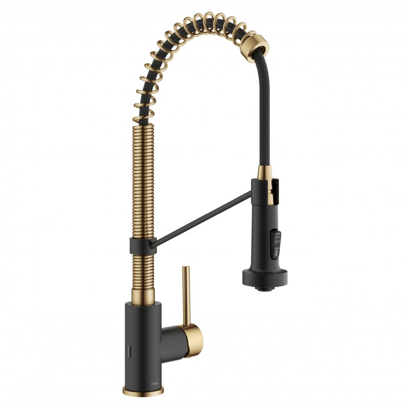Bolden™ Touchless Sensor Commercial Pull-Down Single Handle 18-Inch Kitchen Faucet in Brushed Brass/Matte Black