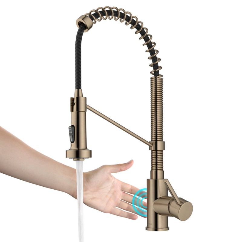 Bolden™ Touchless Sensor Commercial Pull-Down Single Handle 18-Inch Kitchen Faucet in Spot Free Antique Champagne Bronze