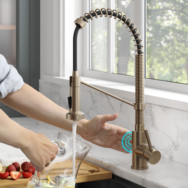 Bolden™ Touchless Sensor Commercial Pull-Down Single Handle 18-Inch Kitchen Faucet in Spot Free Antique Champagne Bronze