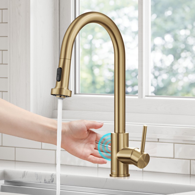 Bolden™ Touchless Sensor 2-Function Single Handle Pull Down Kitchen Faucet in Spot-Free Brushed Brass