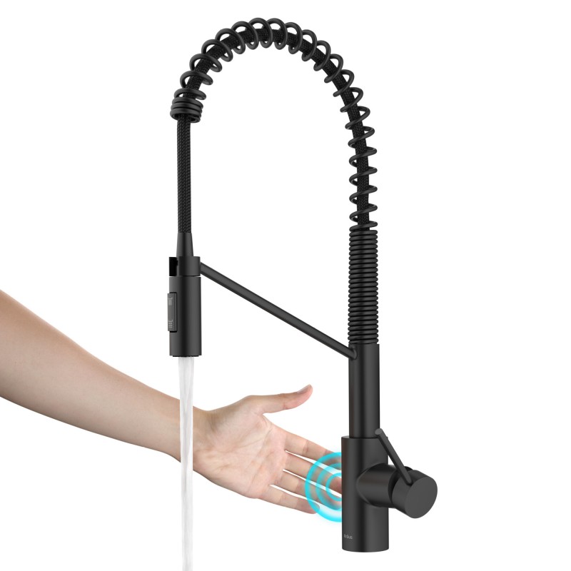 Oletto™ Touchless Sensor Commercial Pull-Down Single Handle Kitchen Faucet with QuickDock™ Top Mount Assembly in Matte Black