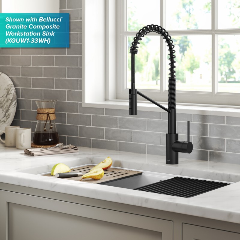 Oletto™ Touchless Sensor Commercial Pull-Down Single Handle Kitchen Faucet with QuickDock™ Top Mount Assembly in Matte Black