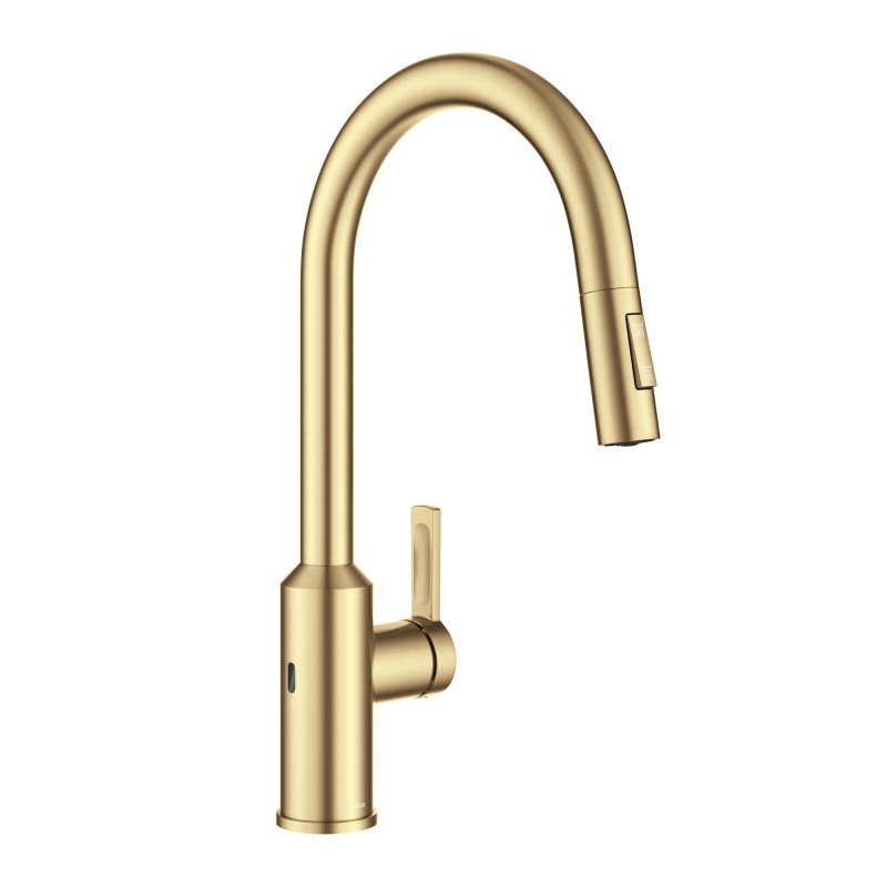 Oletto™ Touchless Sensor Pull-Down Single Handle Kitchen Faucet in Brushed Brass