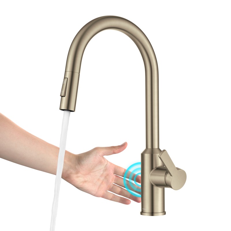 Oletto™ Touchless Sensor Pull-Down Single Handle Kitchen Faucet in Spot-Free Antique Champagne Bronze