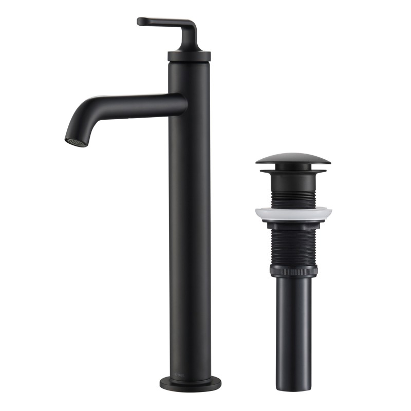 Ramus™ Single Handle Vessel Bathroom Faucet with Pop-Up Drain in Matte Black