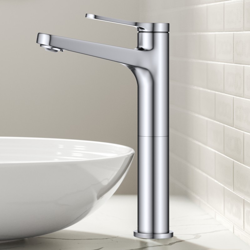 Indy™ Single Handle Vessel Bathroom Faucet in Chrome with Pop Up Drain and Supply Lines