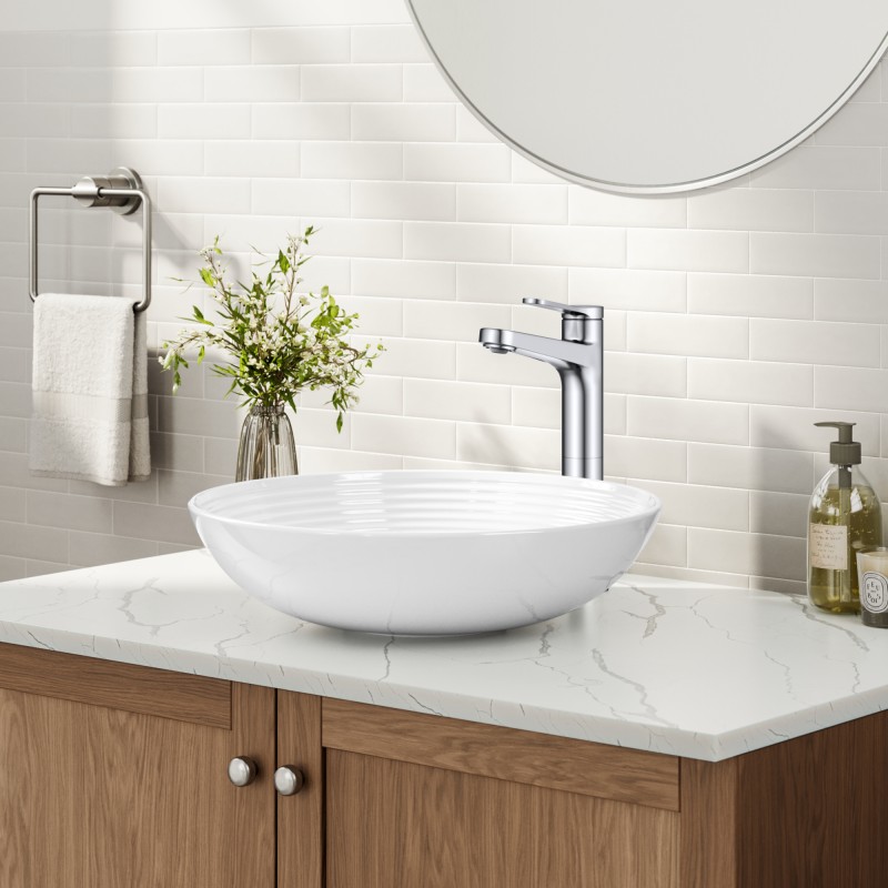 Indy™ Single Handle Vessel Bathroom Faucet in Chrome with Pop Up Drain and Supply Lines