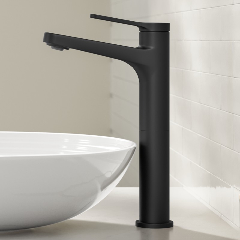 Indy™ Single Handle Vessel Bathroom Faucet in Matte Black with Pop Up Drain and Supply Lines