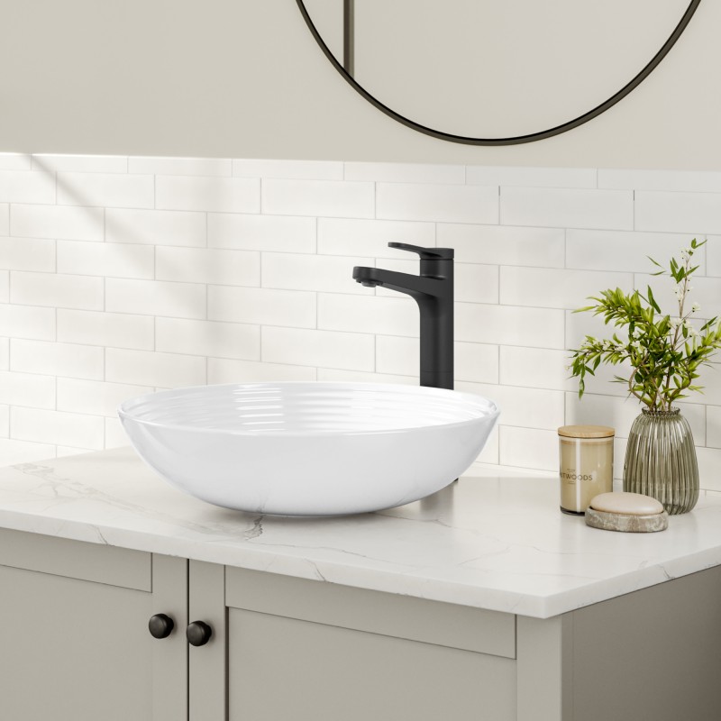 Indy™ Single Handle Vessel Bathroom Faucet in Matte Black with Pop Up Drain and Supply Lines