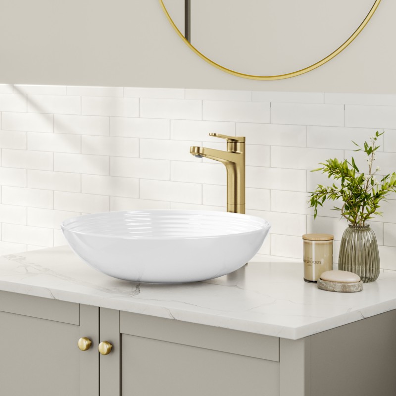 Indy™ Single Handle Vessel Bathroom Faucet in Spot-Free Brushed Brass with Pop Up Drain and Supply Lines