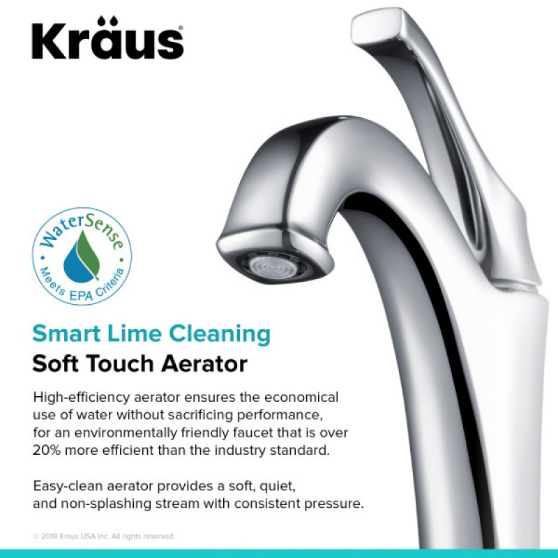 KRAUS Arlo™ Chrome Single Handle Vessel Bathroom Faucet with Pop Up Drain