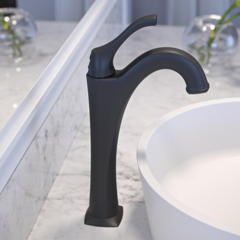 Ramus™ Single Handle Vessel Bathroom Sink Faucet with Pop-Up Drain in Matte Black