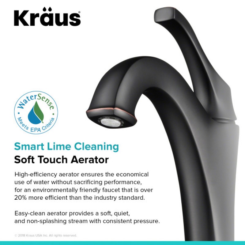 KRAUS Arlo™ Oil Rubbed Bronze Single Handle Vessel Bathroom Faucet with Pop Up Drain