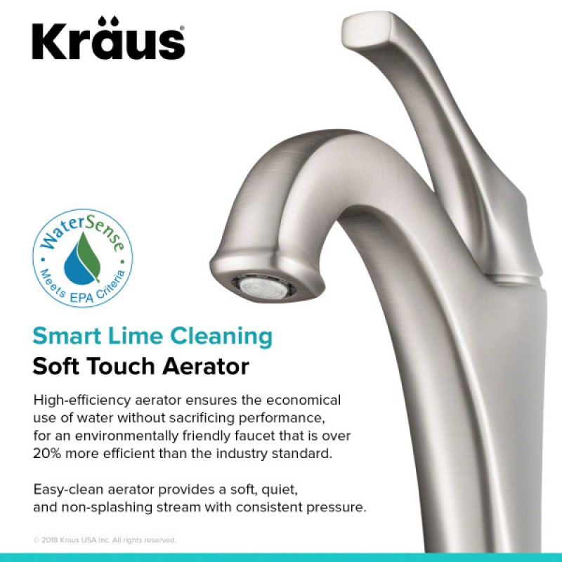 KRAUS Arlo™ Spot-Free all-Brite Brushed Nickel Single Handle Vessel Bathroom Faucet with Pop Up Drain (2-Pack)