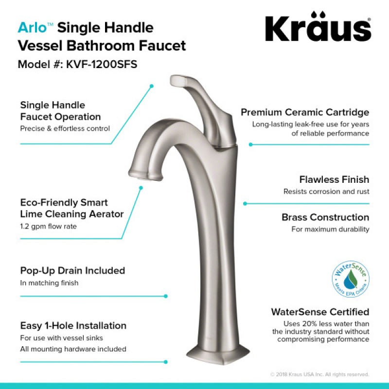 Ramus™ Single Handle Vessel Bathroom Sink Faucet with Pop-Up Drain in Spot Free Stainless Steel (2-Pack)