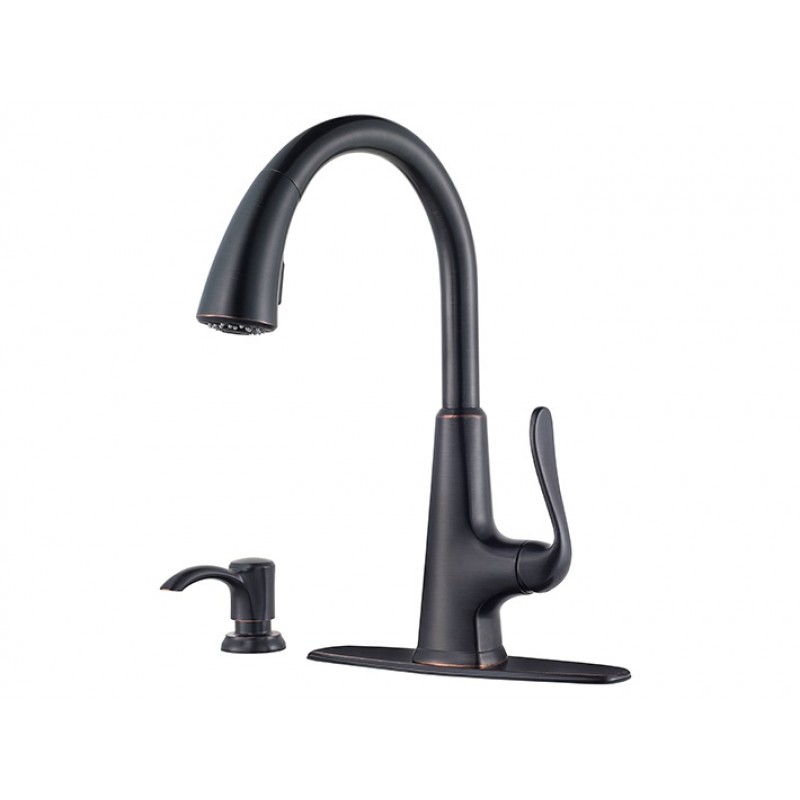 Pasadena 1-Handle, Pull-Down Kitchen Faucet - Tuscan Bronze