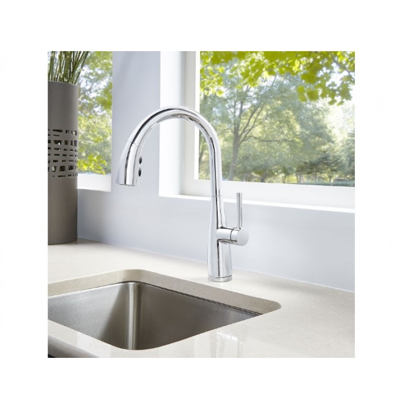 Raya 1-Handle Pull-Down Kitchen Faucet With Soap Dispenser - Chrome