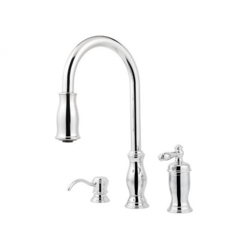 Hanover 1-Handle, Pull-Down Kitchen Faucet - Polished Chrome