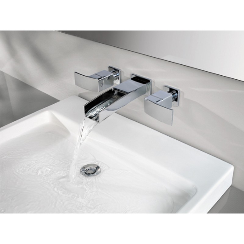 Kenzo Wall Mount Widespread Trough Bath Faucet Trim - Polished Chrome
