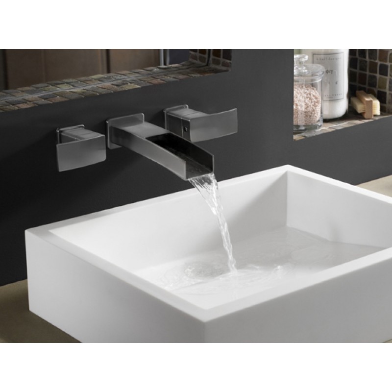 Kenzo Wall Mount Widespread Trough Bath Faucet Trim - Brushed Nickel