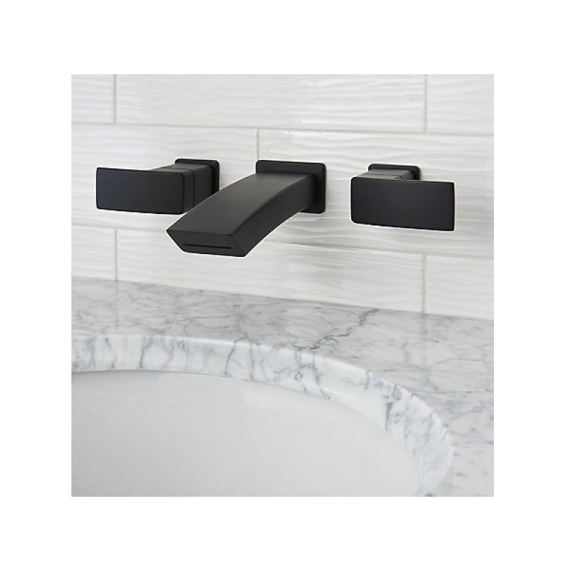 Kenzo Wall Mount Widespread Bath Faucet - Black