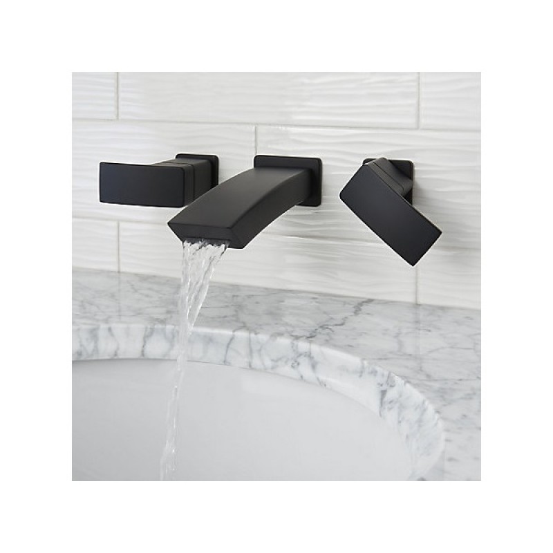 Kenzo Wall Mount Widespread Bath Faucet - Black