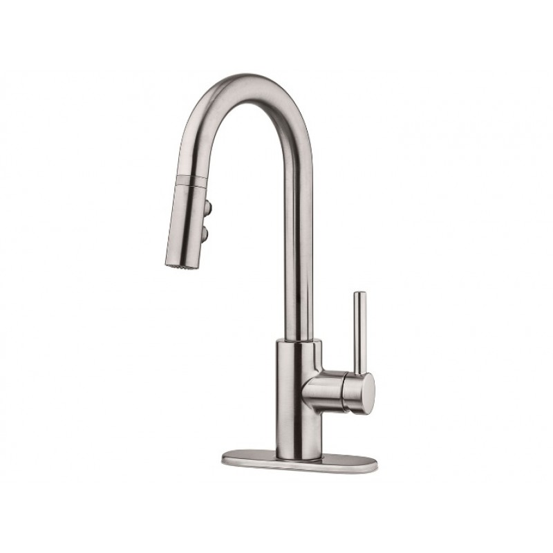 Stellen 1-Handle Pull Down Bar And Prep Faucet - Stainless Steel