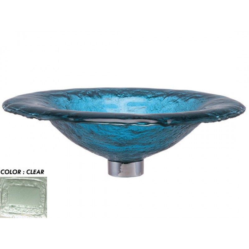 Round 19" Glass Vessel Sink With Wide Lip - Clear