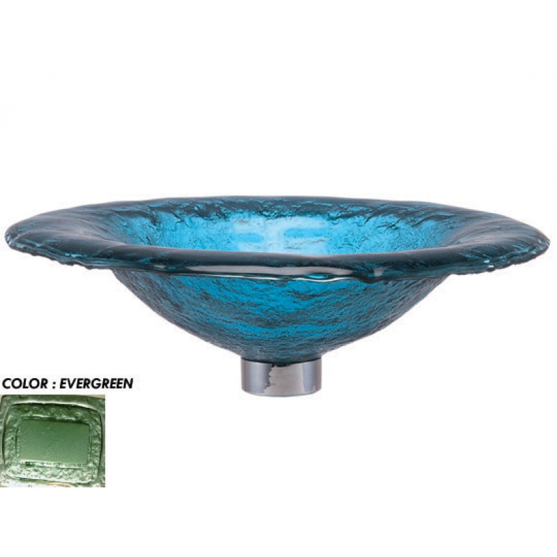 Round 19" Glass Vessel Sink With Wide Lip - Evergreen