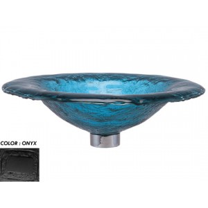 Round 19" Glass Vessel Sink With Wide Lip - O...