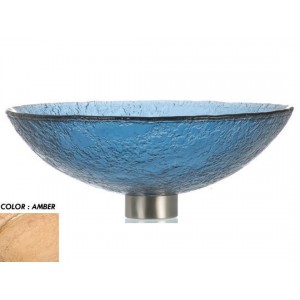 Round 16" Textured Glass Vessel Sink - Amber