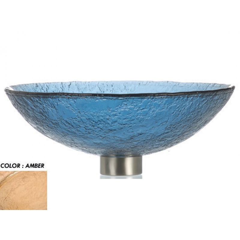 Round 16" Textured Glass Vessel Sink - Amber