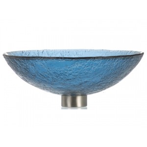 Round 16" Textured Glass Vessel Sink - Blue