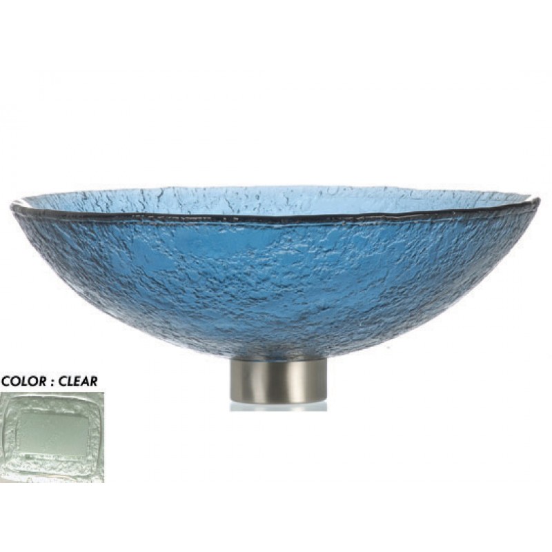 Round 16" Textured Glass Vessel Sink - Clear