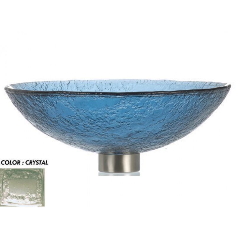 Round 16" Textured Glass Vessel Sink - Crystal