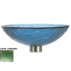 Round 16" Textured Glass Vessel Sink - Evergr...
