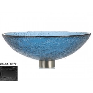 Round 16" Textured Glass Vessel Sink - Onyx