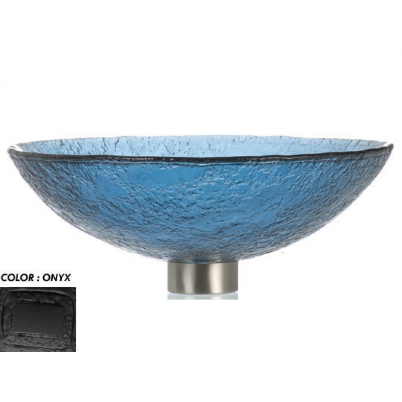Round 16" Textured Glass Vessel Sink - Black