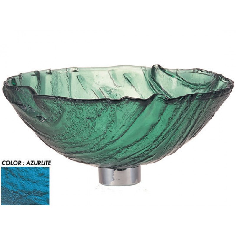 Round 15" Thick Wave Glass Vessel Sink - Azurlite